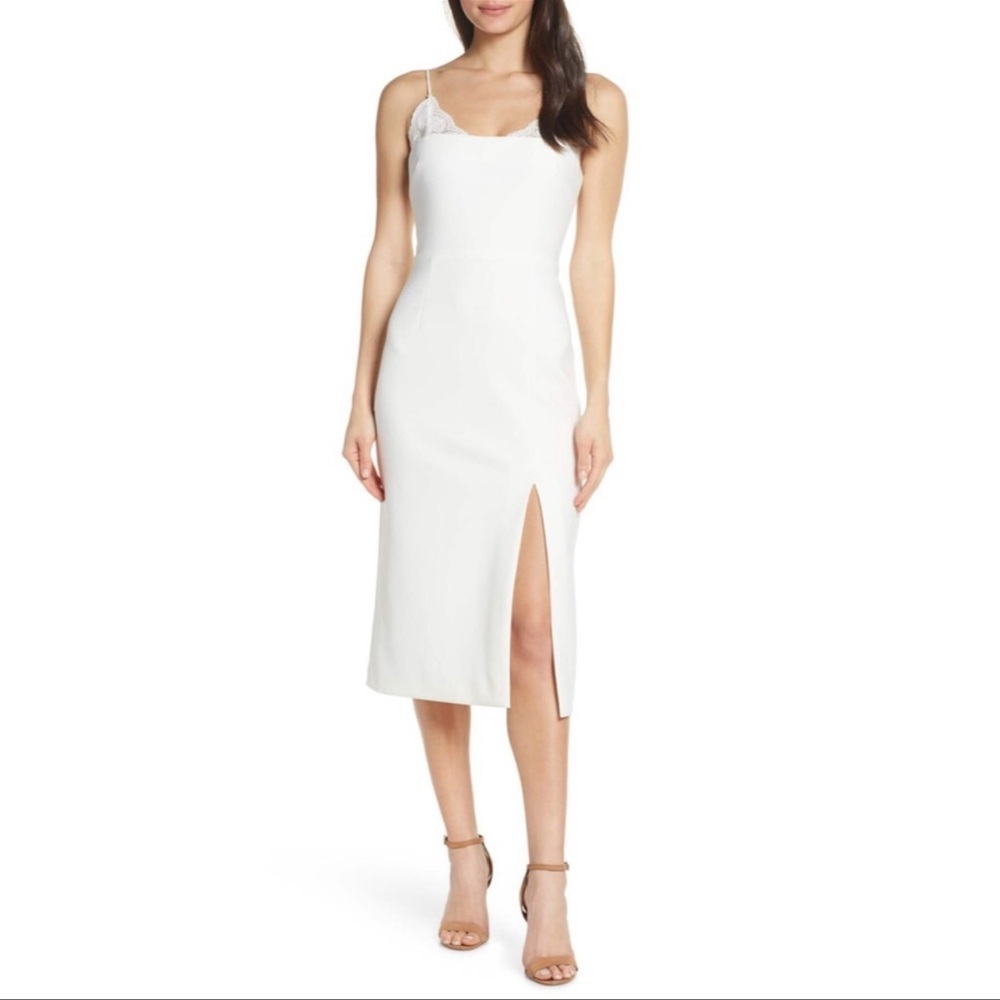 Finders Keepers Kobie Lace Slit Midi Dress